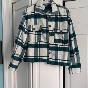 Love Tree Teal and White Plaid Jacket